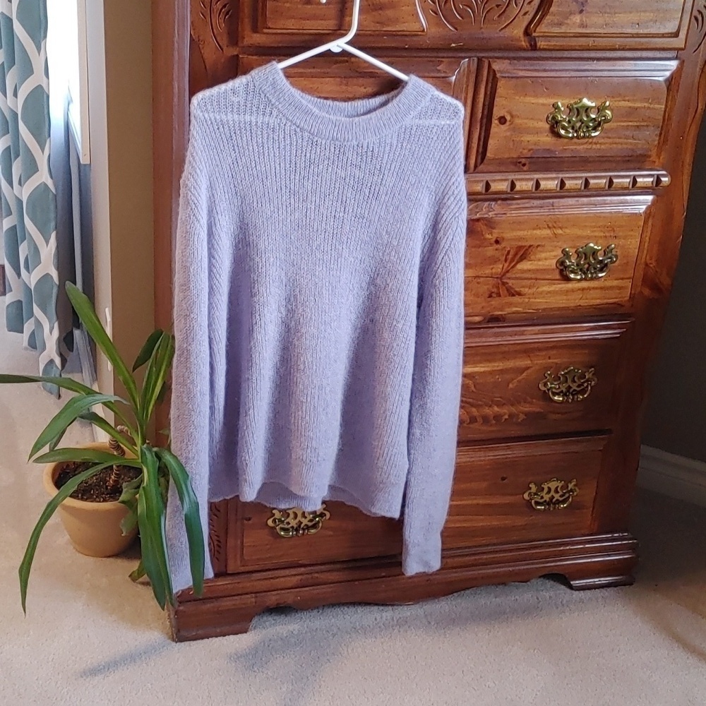 NWT Women's TopShop Lilac Wool Blend Crew Neck Sweater Size Medium